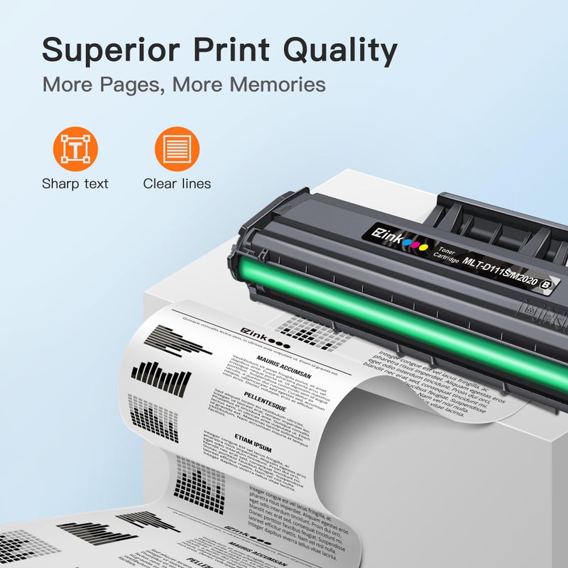 E-Z Ink Compatible MLT-D111S Black Toner Cartridge High Yield Replacement for Samsung 111S 111L MLT-D111S MLT-D111L to use with Samsung Xpress M2020W M2022 M2024W M2070W M2070FW (Black, 4 Pack) - Image 4